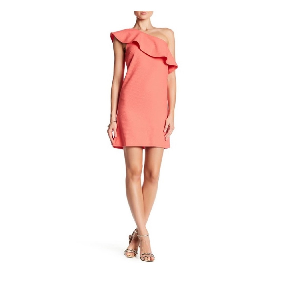 Cupcakes and cashmere one shoulder ruffle dress